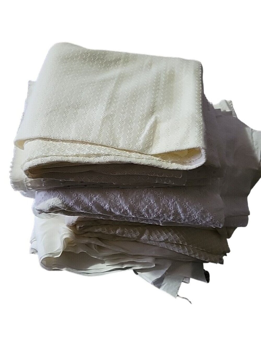 Lg 8pc Fabrics White Assorted Materials Designs Eyelet Cutwork Cotton Polyester